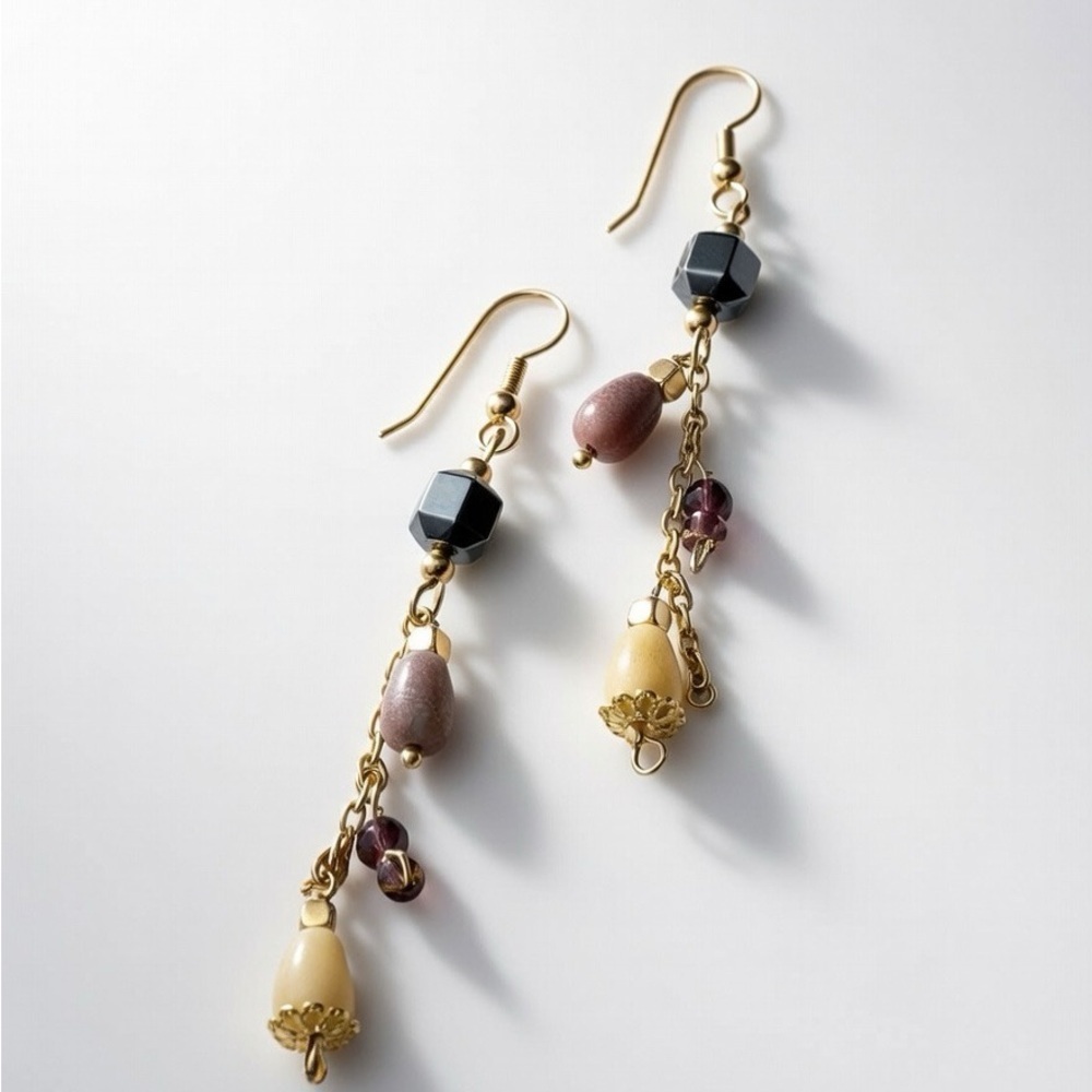 New magnetic Healing Gold and Black Dangle Earrings